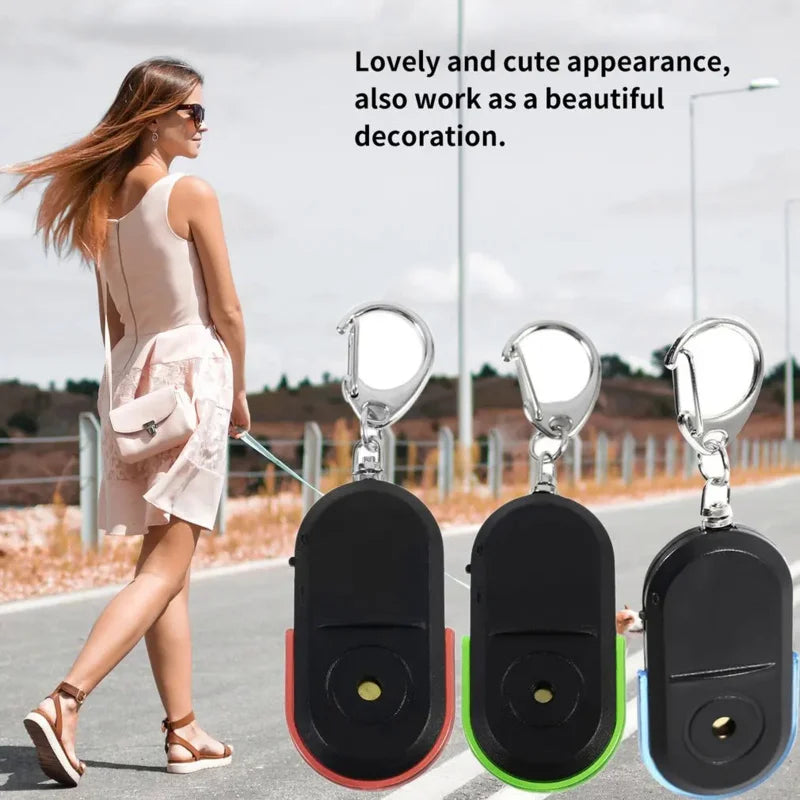 Localisateur intelligent de clés anti-perte, sifflet LED, alarme sonore clignotante avec porte-clés