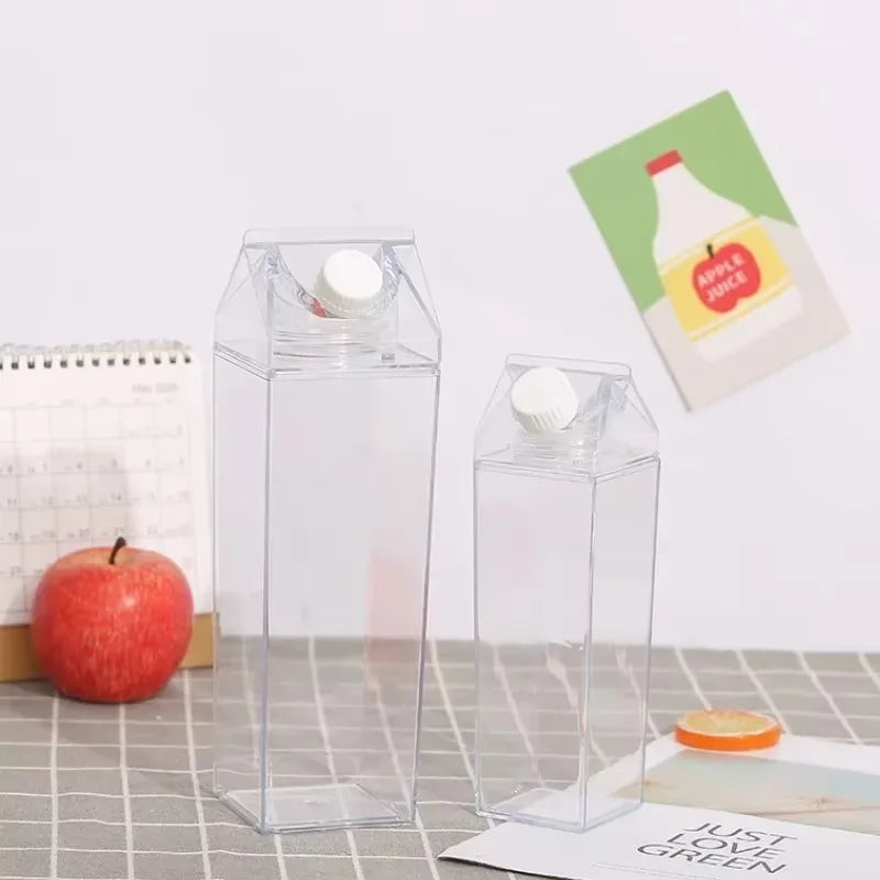 Bouteille pratique en plastique Transparent de 500/1000ml, nouveau jus réutilisable, boîte de tasse transparente de Sport étanche, lait, eau potable pour la maison