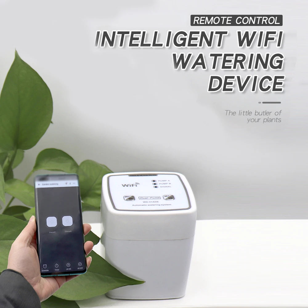 Dispositif d'arrosage Intelligent WIFI, Double pompe, système d'irrigation goutte-à-goutte automatique, contrôleur d'application à distance pour terrasse de jardin