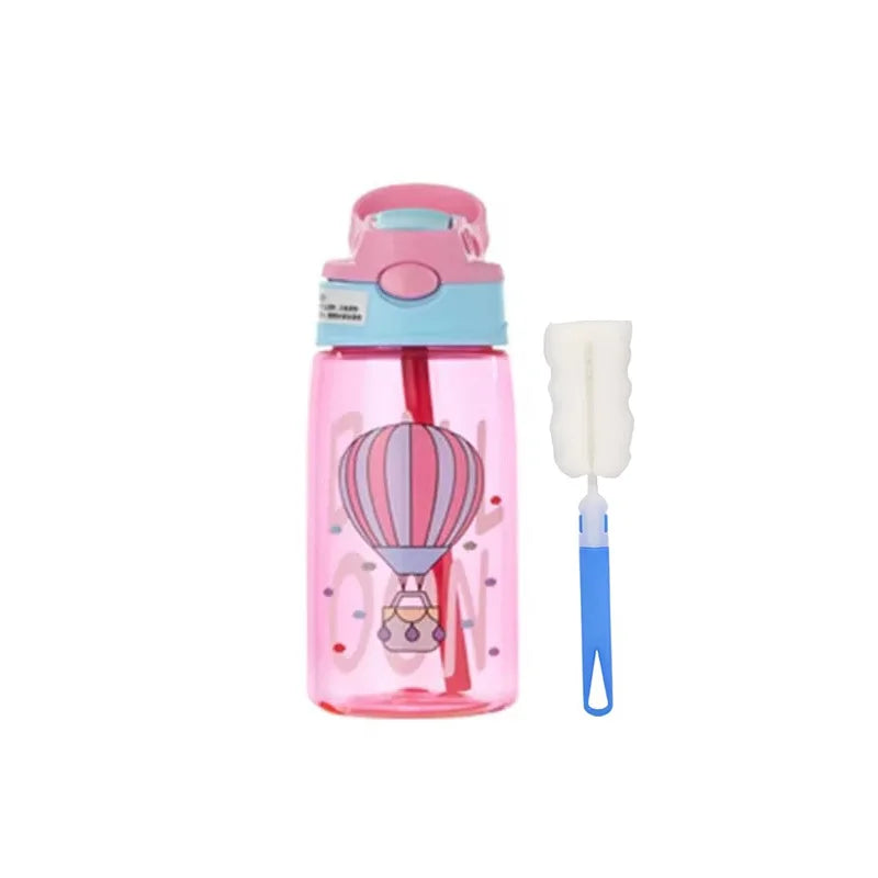Bouteilles d'eau pour enfants de 480Ml, gobelets d'alimentation créatifs de dessin animé avec pailles et couvercles, anti-déversement, portables pour tout-petits