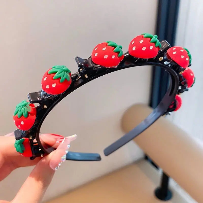 Bandeau tressé de dessin animé pour enfants, bandeau mignon de Style coréen pour bébé avec Clip, accessoires de cheveux pour filles à la mode