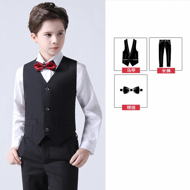 Children's Wedding Show Suit, Formal Suit, Blazer, Jacket, Pants, Bow Tie, 3 Pieces