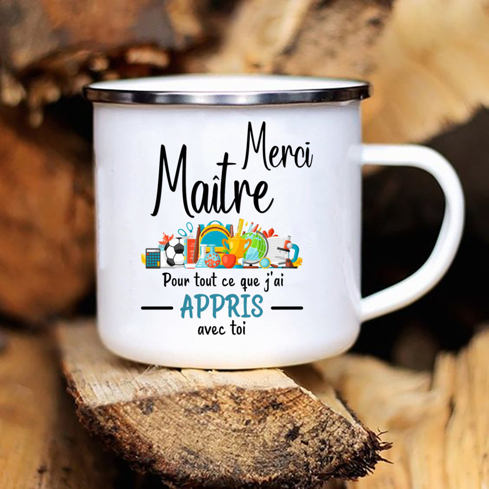 Tasse émaillée de remerciement, cadeau d'urgence pour les amateurs de café, cadeaux originaux pour les enseignants, cadeau de fin d'année scolaire, surprise pour l'enseignant