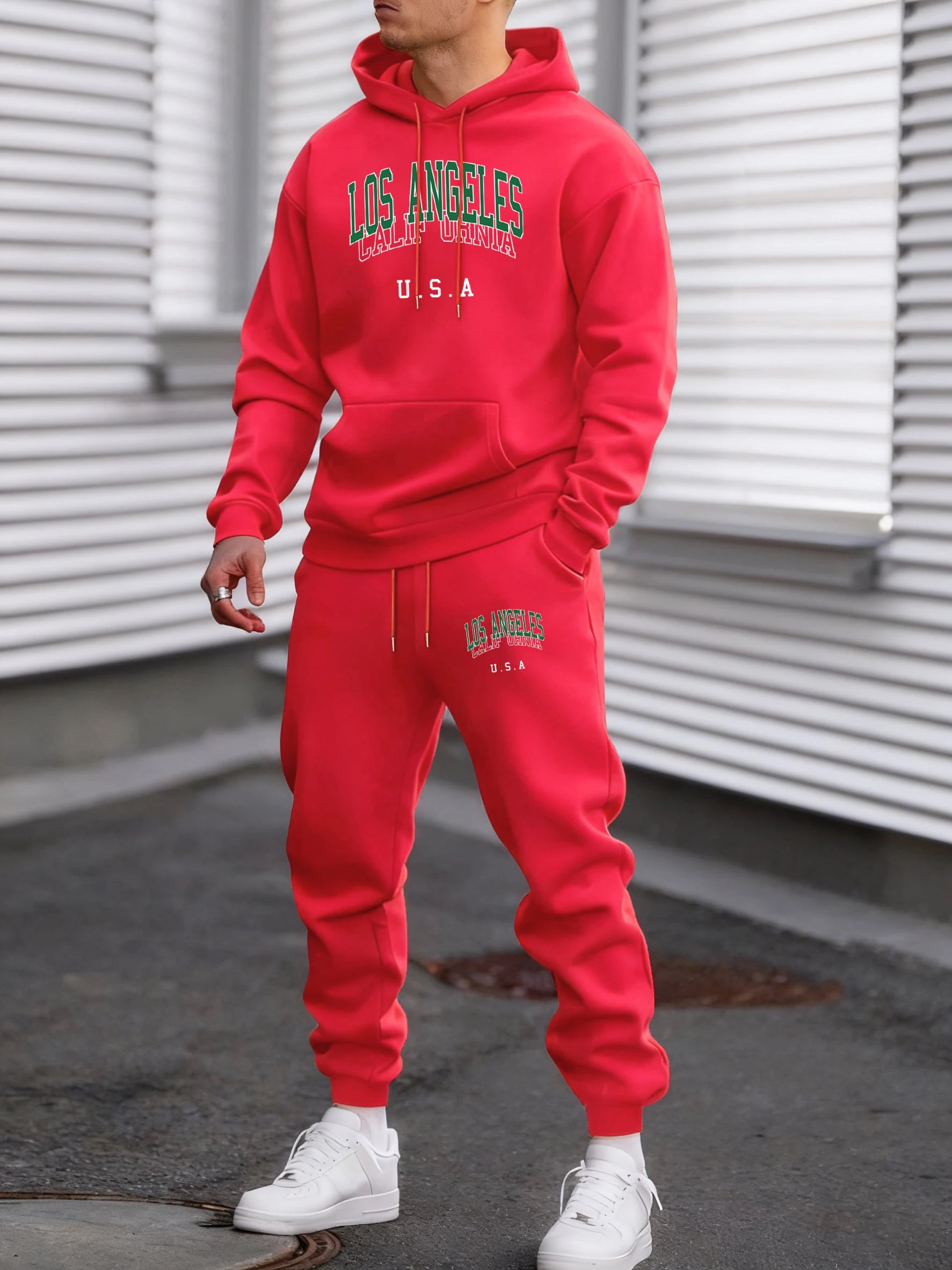 Célèbre ville de californie aux états-unis impression hommes vêtements de sport Simple pantalons hauts polaire vêtements automne chaud mâle mode survêtement