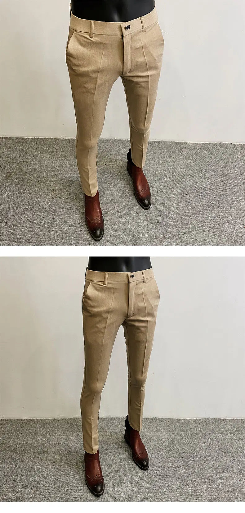 Men's Suit Formal Trousers, Men's Stretch Slim Fit Solid Color Casual Outfit Full Length Trousers, Fashion New Men's Clothing