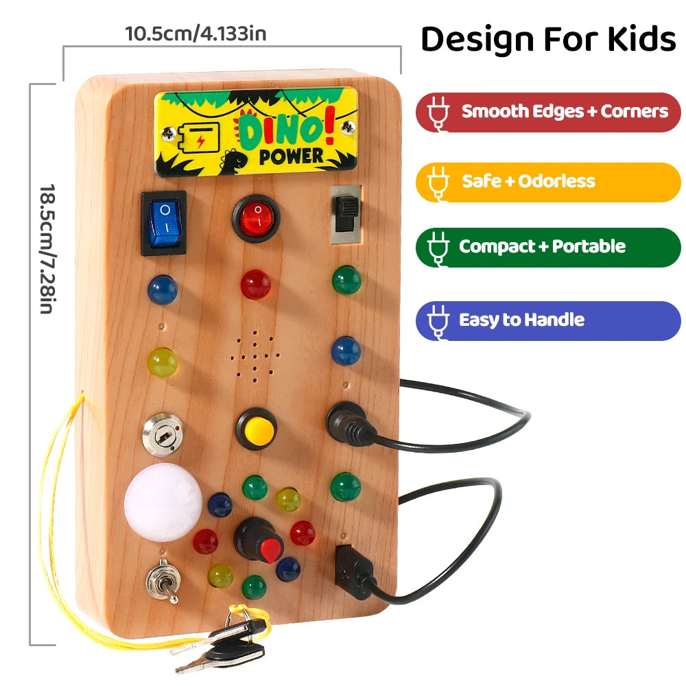 Planche occupée Montessori, jouets sensoriels avec interrupteur de lumière LED, planche de commande, activités de voyage, jeux pour enfants