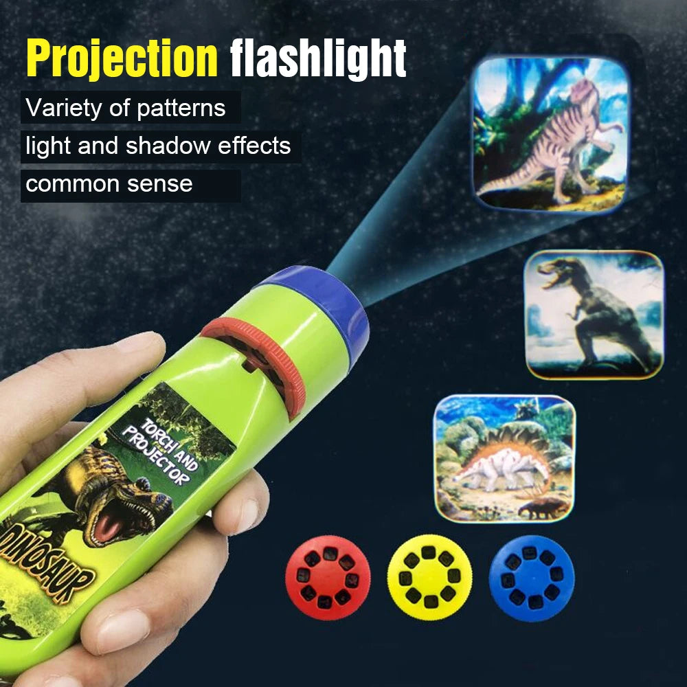 Children's Projection Flashlight, Light Projector, Cute Cartoon Dinosaur Educational Toy, Picture Light, Bedtime Learning, Fun Toys for Kids