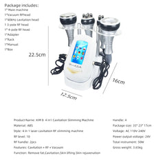 4IN1 Cavitation Body Slimming 40K Machine Beauty Massager Skin Tighten Face Lifting Vacuum Suction(Overseas Warehouse Shipment)
