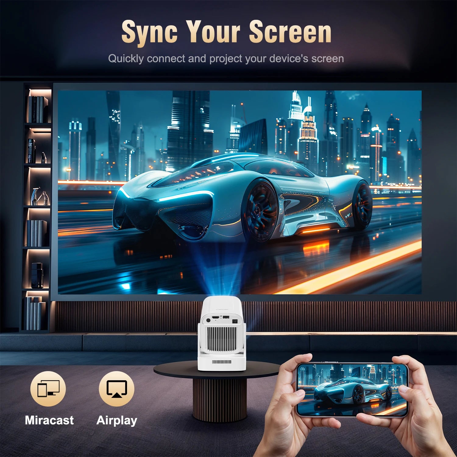 Magcubic HY310 projecteur à mise au point automatique 1080P natif 4K 330ANSI Android 11 WiFi6 BT5.4 Mini projecteur de film extérieur avec Air Mouse