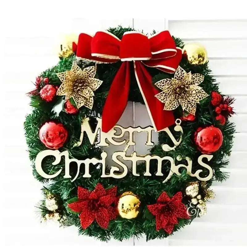 Décorations de noël 45cm, couronne artificielle pour porte suspendue, accessoires de fenêtre, arrière-plan, accessoires d'arbre de noël