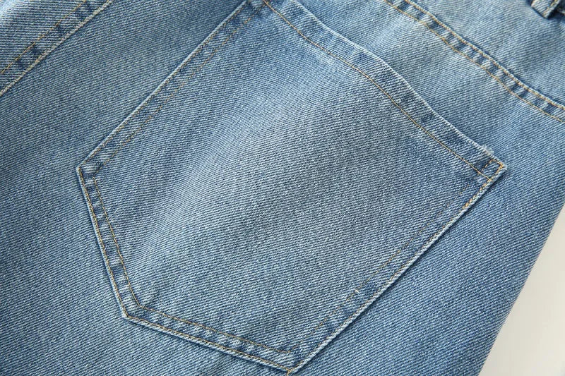 MUJER 2025 Women's Blue Baggy Jeans for Women, High Waisted Mom Jeans, Wide Leg Denim Pants, Summer Jeans