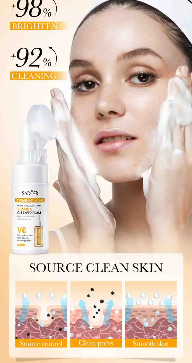 SAODER Q10 vitamine C nettoyant pour le visage mousse de lavage du visage nettoyage du visage Mossee hydratant éclaircissant produits de soins de la peau du visage