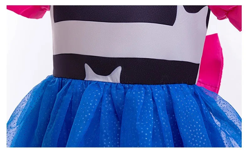 Robe de princesse pour filles de 4 à 10 ans, à la mode, avec nœud rayé, manches à bulles, costume de jeu de rôle pour poupée Gabby d'halloween