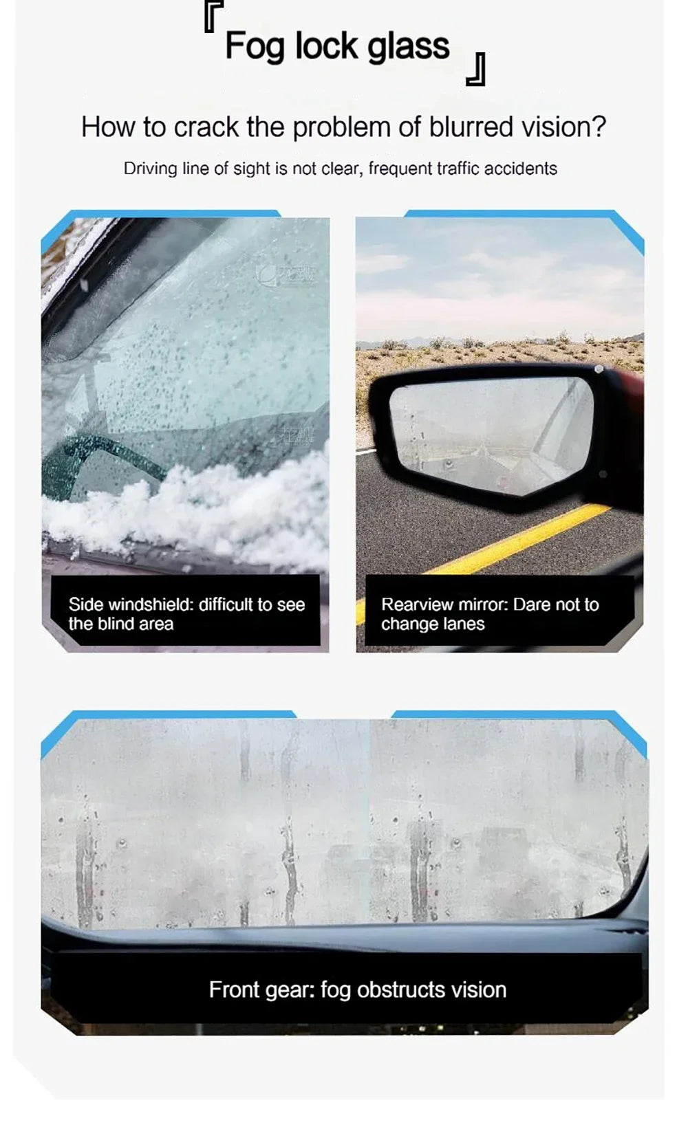 Agent Anti-buée pour moto, essuie-glace pour lentille de casque, rétroviseur, liquide en verre, Spray répulsif pour pare-brise, accessoires de voiture