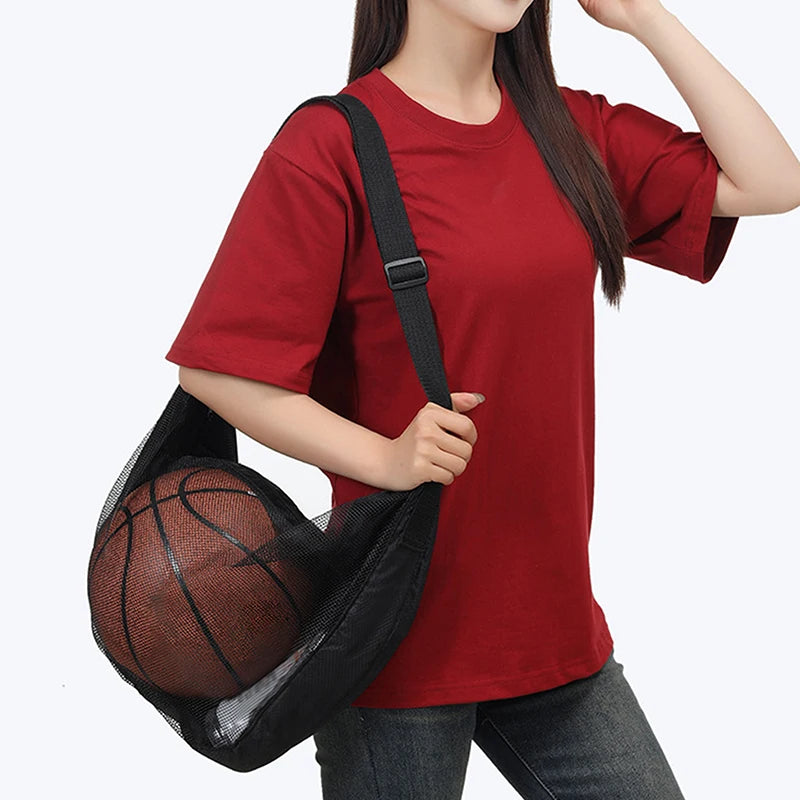 Sac à balle unique avec poche à fermeture éclair, 1 pièce, sac de rangement de balle en maille, équipement de Sport, filet de rangement à cordon de serrage, transport de basket-ball