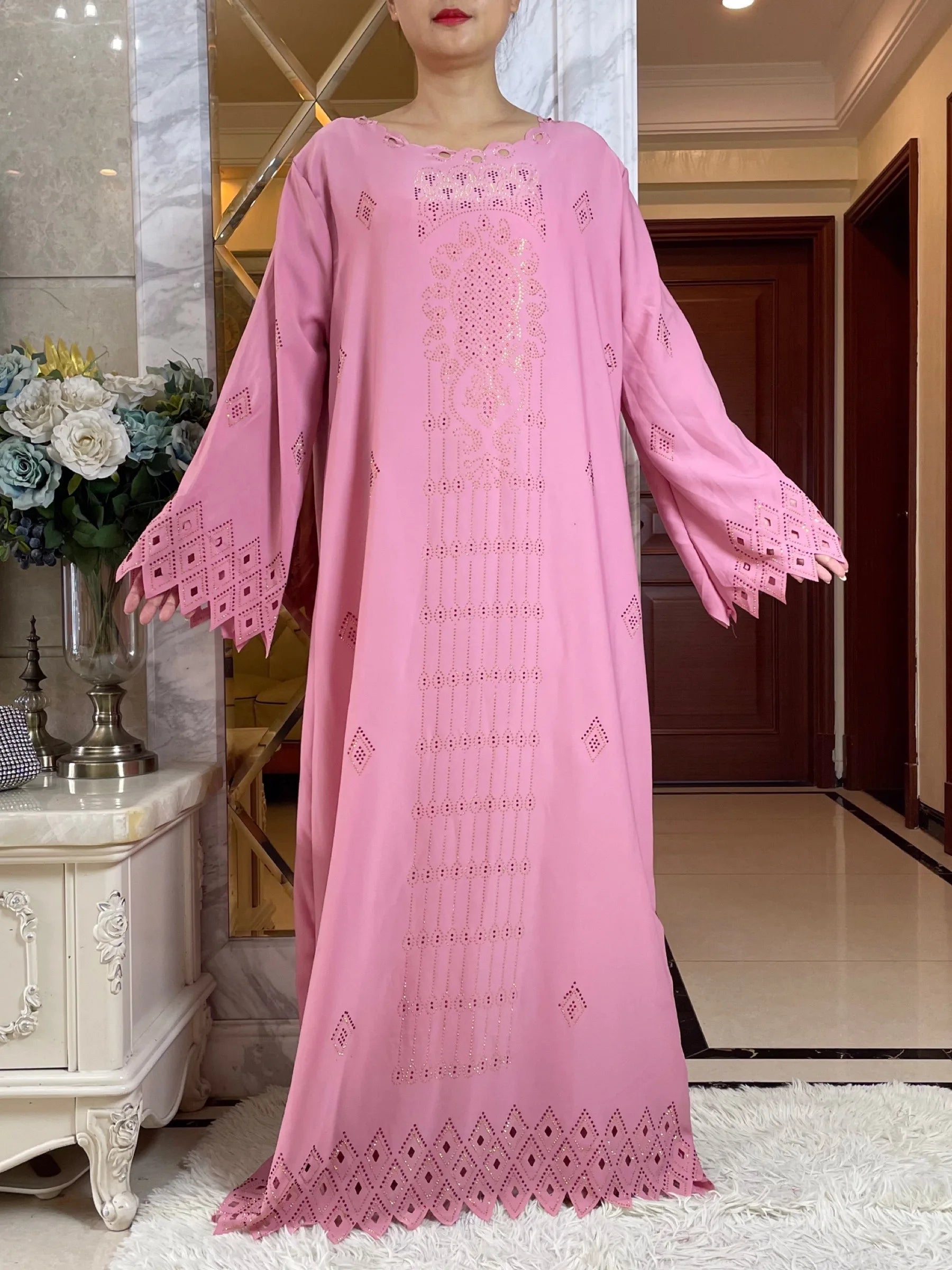 2024 mode diamants conception creuse Abaya Ramadan Eid fermé longue Abaya dubaï femmes robe musulmane modeste vêtements islamiques