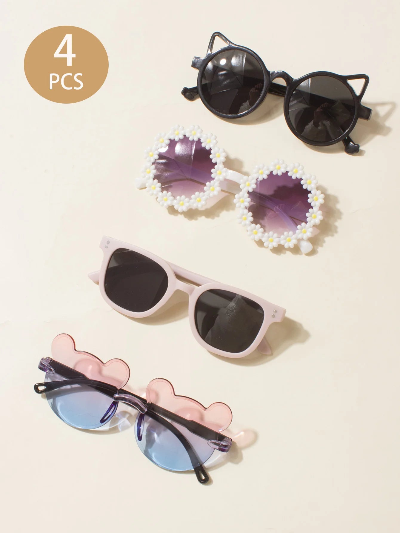 Lunettes de soleil pour bébé, 4 pièces, lunettes de soleil pour bébé garçon et fille, Cool, mignon, cadeau de lunettes de soleil pour bébé, accessoires de printemps, accessoires d'été