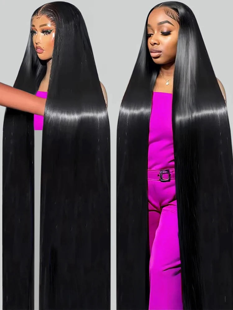 13x4 os droit perruques de cheveux humains 13x6 Hd dentelle frontale 40 pouces droite dentelle transparente 220 densité perruque de cheveux humains pour les femmes