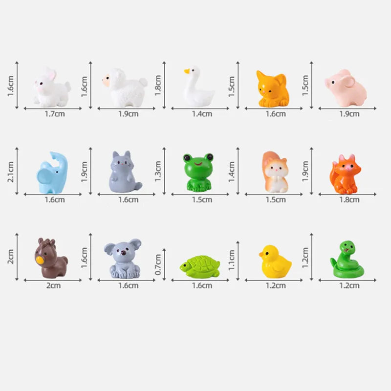 17 sortes d'animaux mignons, Figurines décoratives, Micro Zoo, accessoires miniatures, Mini canards, maison de poupée, décoration de jardin féerique