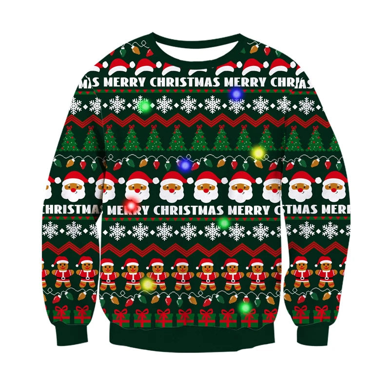 Sweat-shirt de noël en forme de renne du père noël pour hommes et femmes, pull à manches longues, nouvel an, fête de Festival, col rond