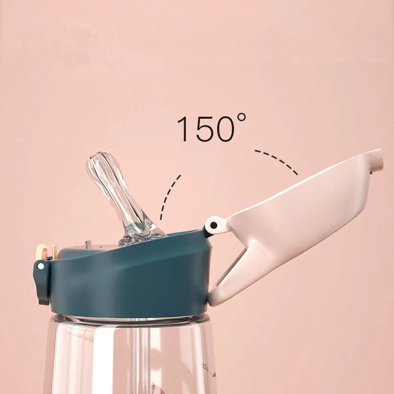 Bouilloire à boire en plastique pour enfants, tasse d'école Portable, bouteille d'eau pour enfants avec paille saine et sans BPA, 450ML