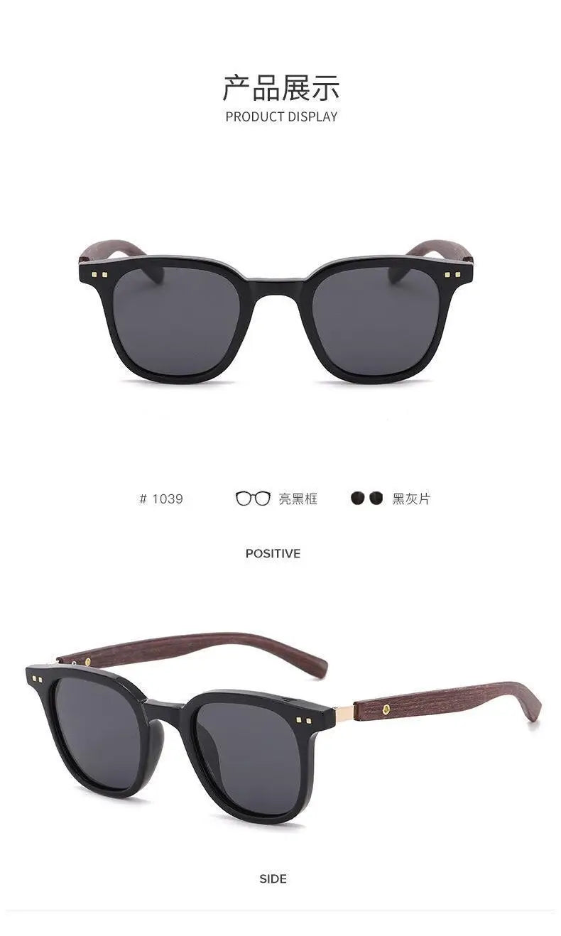 Lunettes De soleil classiques à jambes miroir en Grain De bois pour hommes, petite monture carrée, lunettes De haute qualité pour femmes, UV400 Oculos De Sol
