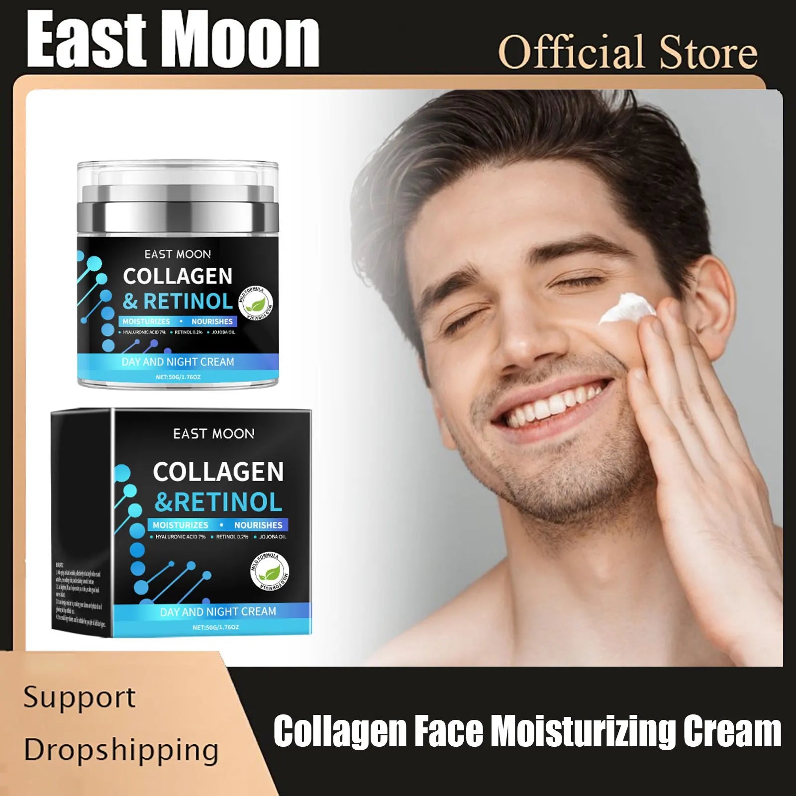 Crème hydratante pour le visage au collagène pour homme, élimine les cernes foncés, aide à éclaircir les pores, améliore le contrôle de l'huile, raffermissant, soins du visage, gratitude