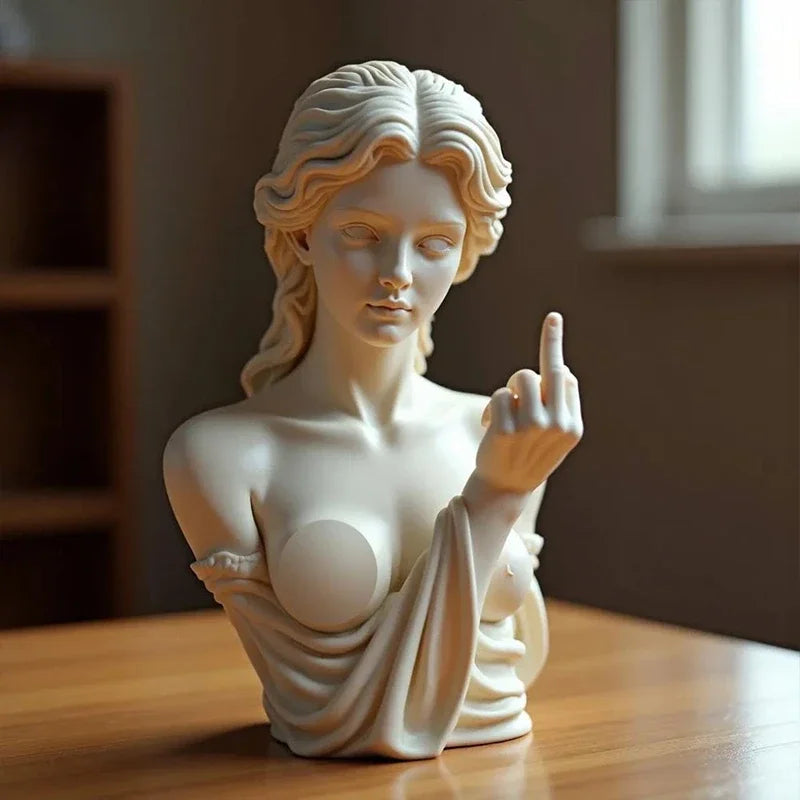 Statue de déesse de Vienne drôle en résine, Sculpture offensive du doigt du milieu, Figurines de bureau Medusa, nouveauté, cadeau artistique, décoration de maison