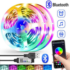 5V USB RGB 5050 LED strip light, Bluetooth app control, suitable for decorating bedrooms and children's rooms