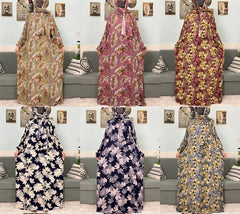 Abayas musulmanes en coton pour femmes, vêtement de prière traditionnel à fleurs pour Ramadan, Caftan africain, Marocain, Robe connectée, foulard