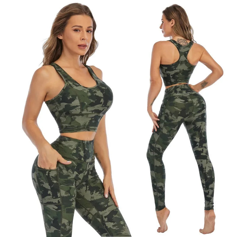Cloud Hide – ensemble de Yoga Camouflage, vêtements de sport pour femmes, pantalons d'entraînement, Leggings, haut, soutien-gorge, chemise, costume de Fitness, S-XXL