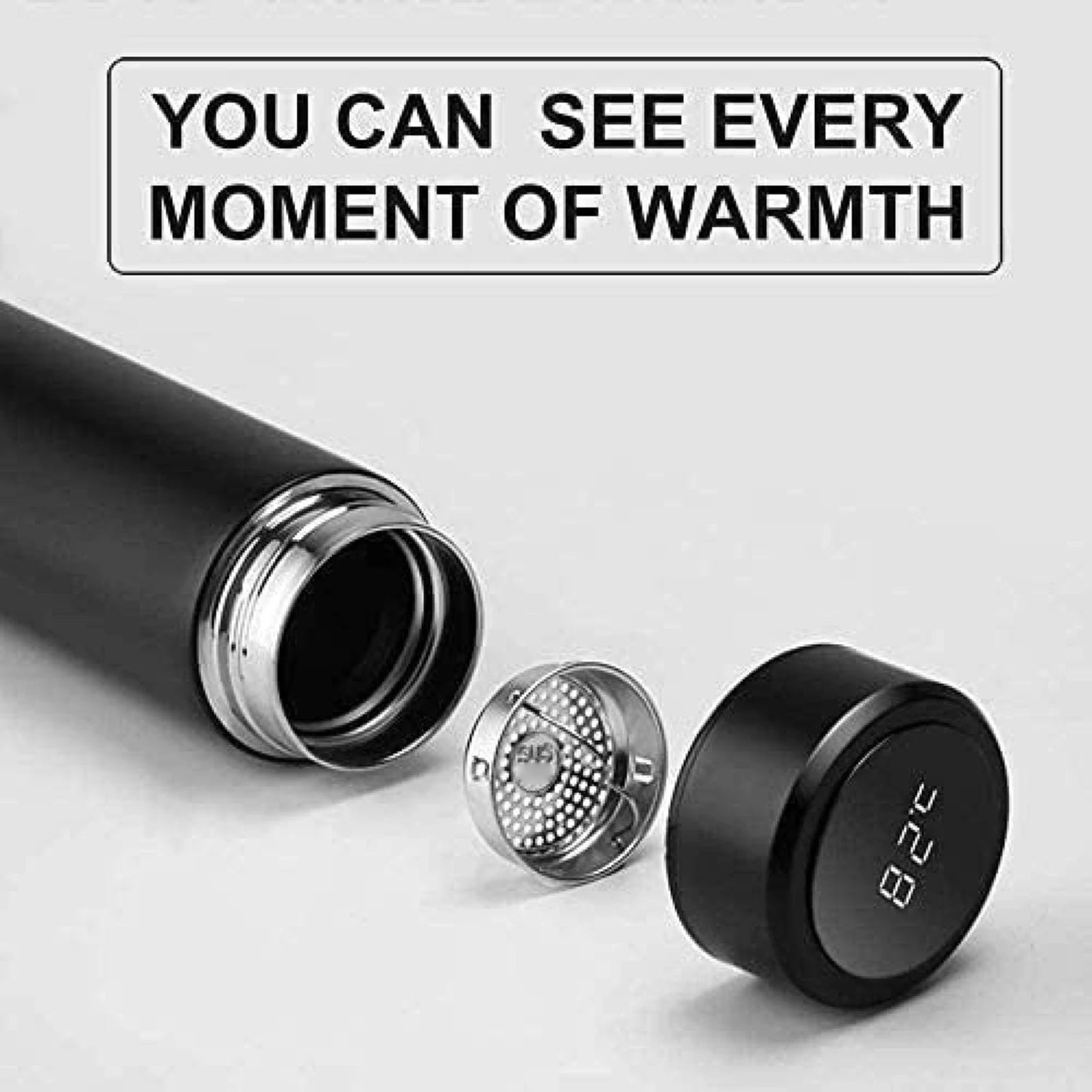 500ml Stainless Steel Vacuum Insulated Smart Water Bottle, LED Temperature Display, Spill-Proof, Portable for Home, Travel and Sports