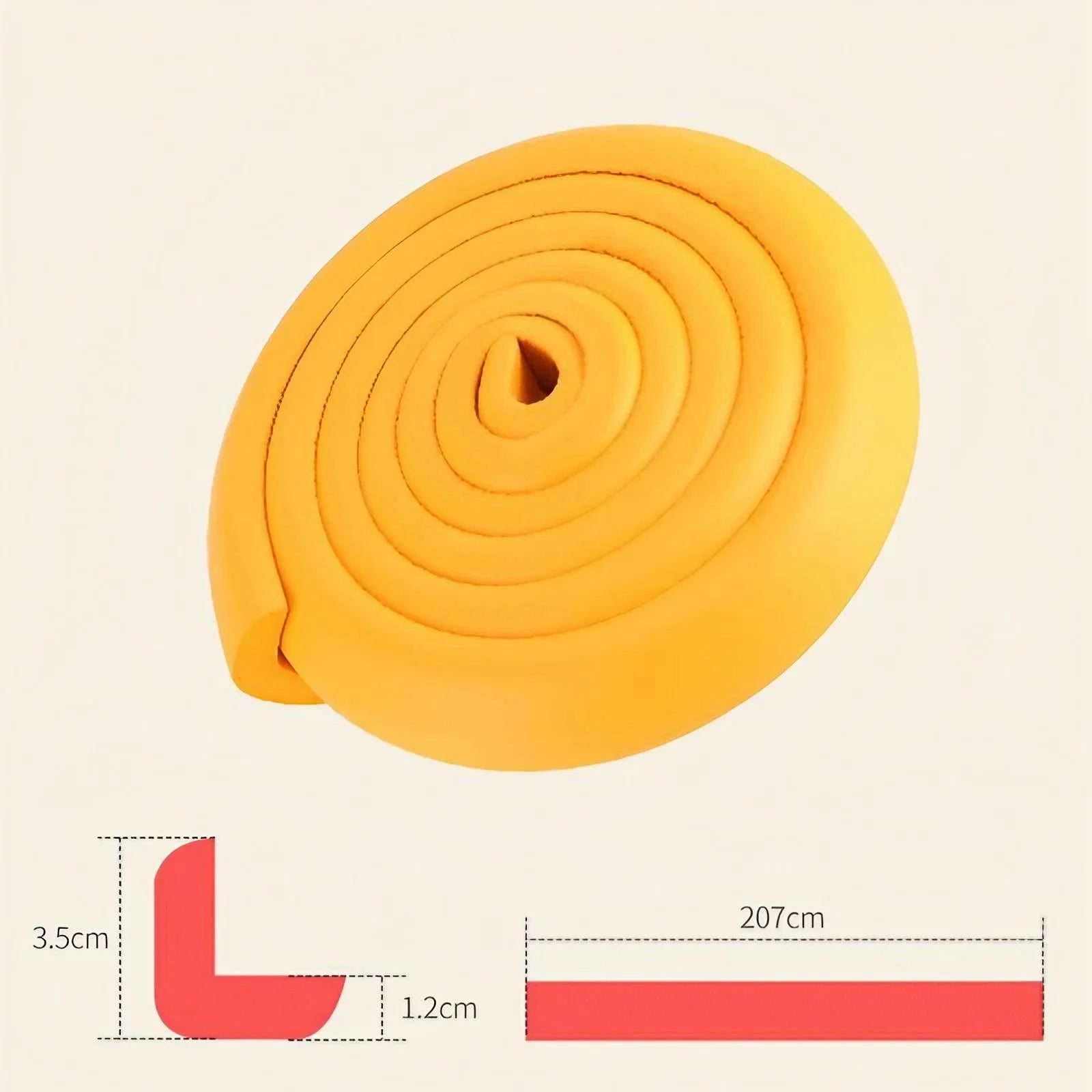 Bande de pare-chocs de sécurité pour enfants de 207cm, Protection épaisse en forme de L, protection du bien-être du bébé
