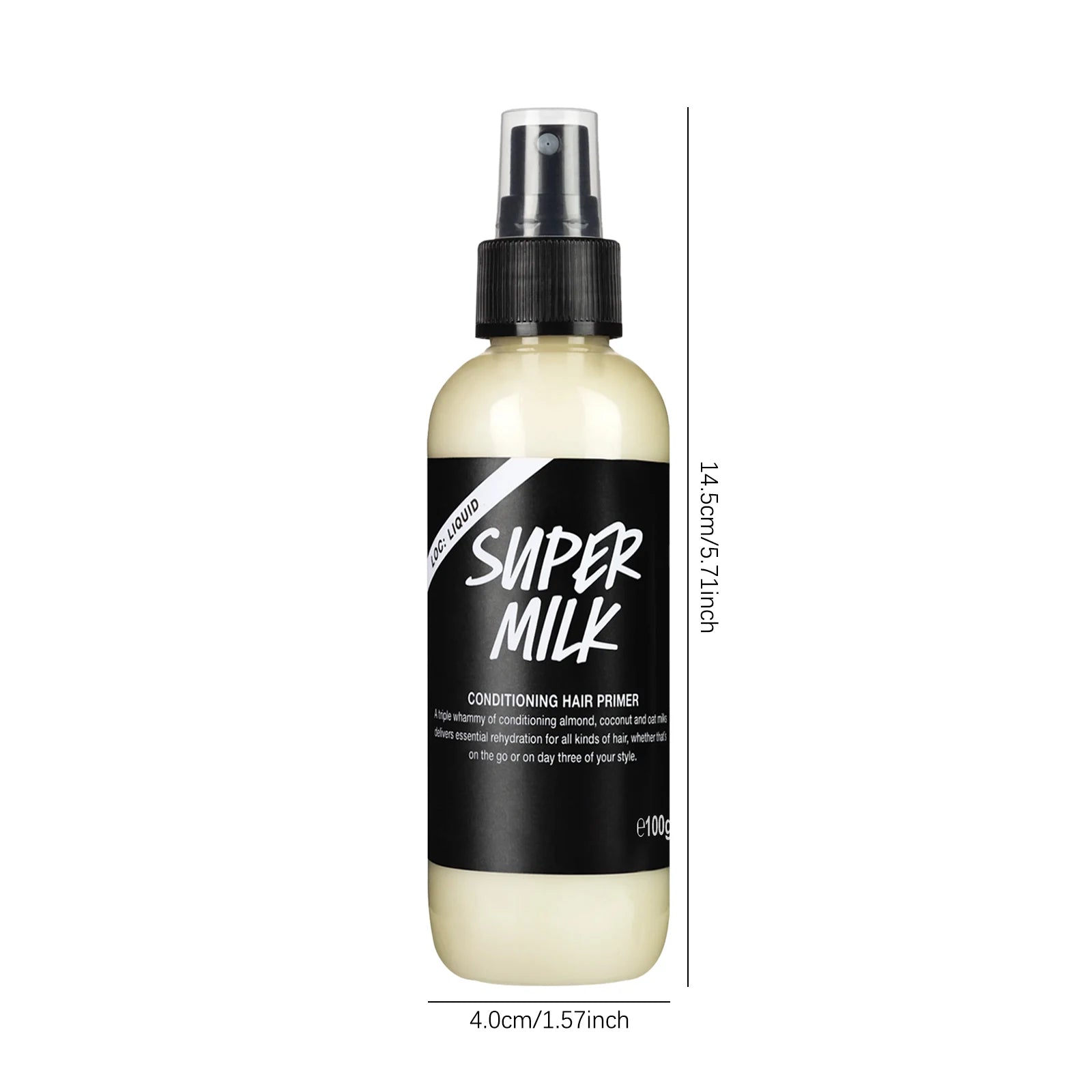 Spray d'apprêt capillaire revitalisant 100g – Contrôle des frisottis, lait d'avoine de noix de coco et d'amande, sans lavage, sans rinçage, lisse et brillant