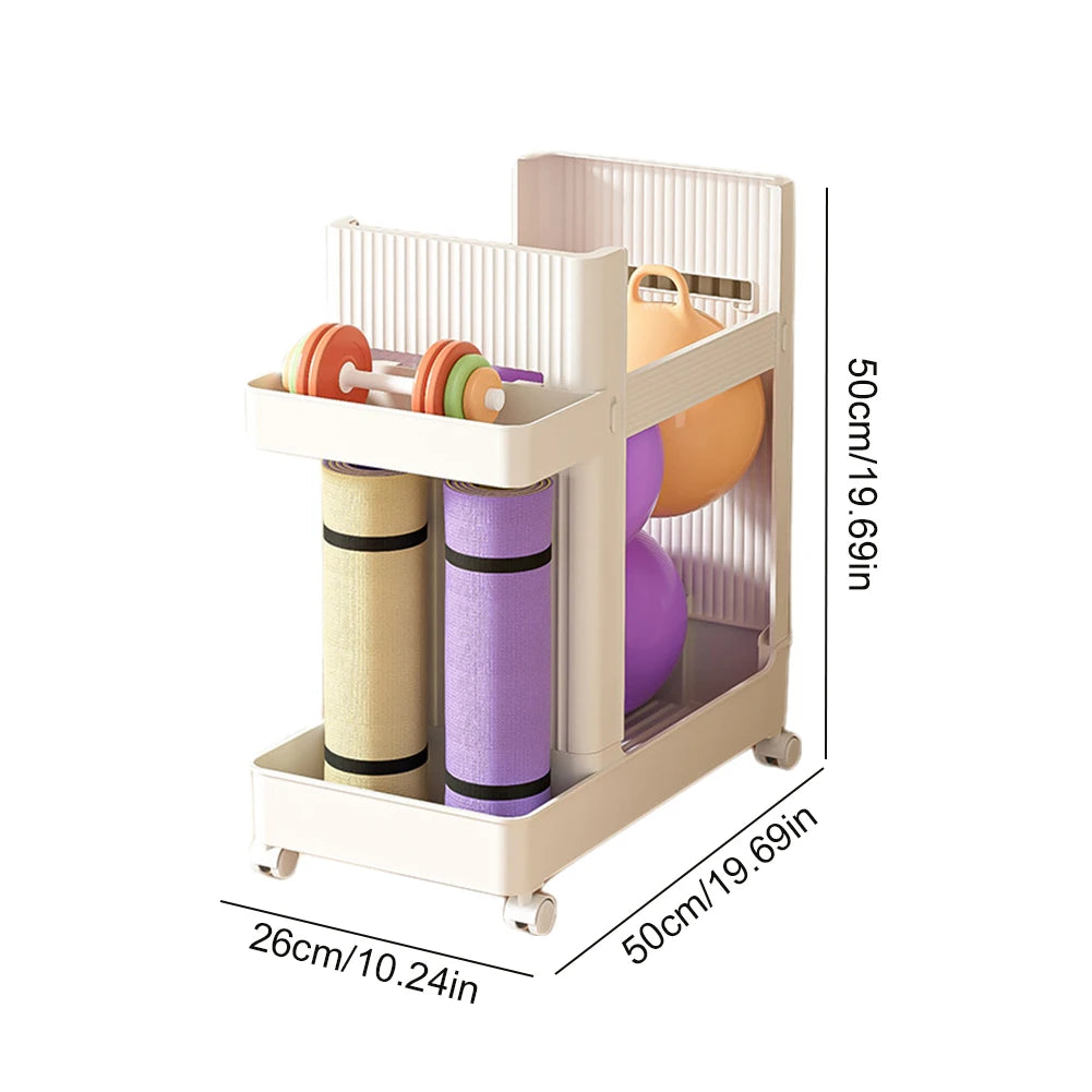 Support d'équipement de gymnastique avec roulettes, support de rangement d'équipement de sport, panier de rangement pour tapis de Yoga, équipement de Fitness, organisateur d'outils de sport