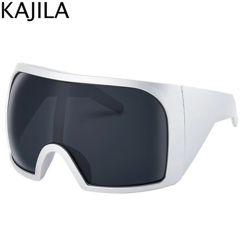 Lunettes de soleil surdimensionnées Punk Shield pour femmes et hommes, grande monture, marque de luxe, masque Steampunk, lunettes de sport pour dames, UV400, 2025