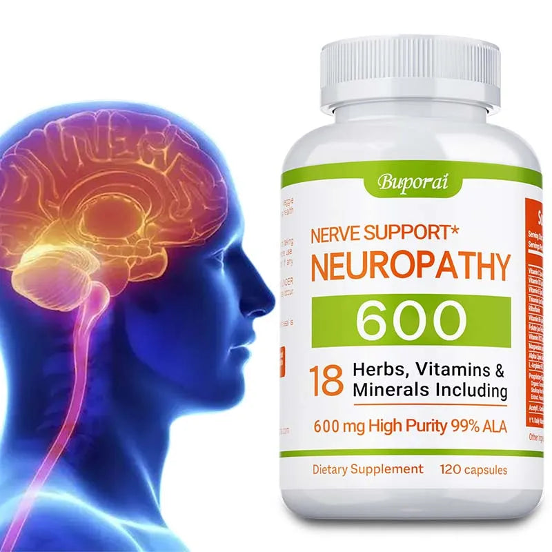 Complément de soutien pour la neuropathie 600 mg - Soutient le système nerveux, soulage le stress, favorise la fonction cérébrale et augmente l'énergie
