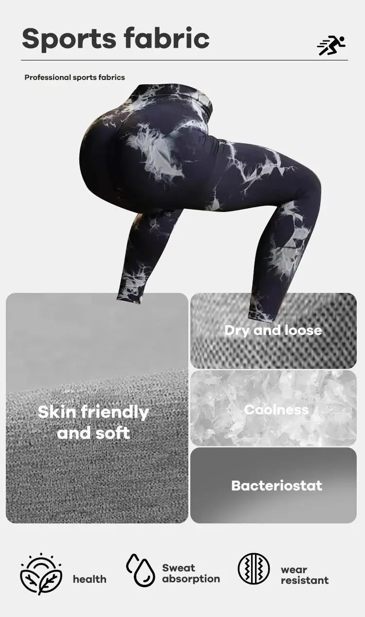 Femmes sans couture cravate colorant Yoga Leggings taille haute Fitness Sexy mode Leggings exercice course levage fesses cyclisme Leggings