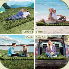Lit de voyage pour 2 personnes en plein air, tapis d'air Double coussin de couchage pour Camping, tapis auto-gonflant, matelas de couchage avec oreiller pour la randonnée