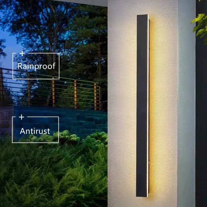 LED étanche longue applique murale ip65 éclairage extérieur jardin maison de campagne balcon lumière mur intérieur chambre salon lumière