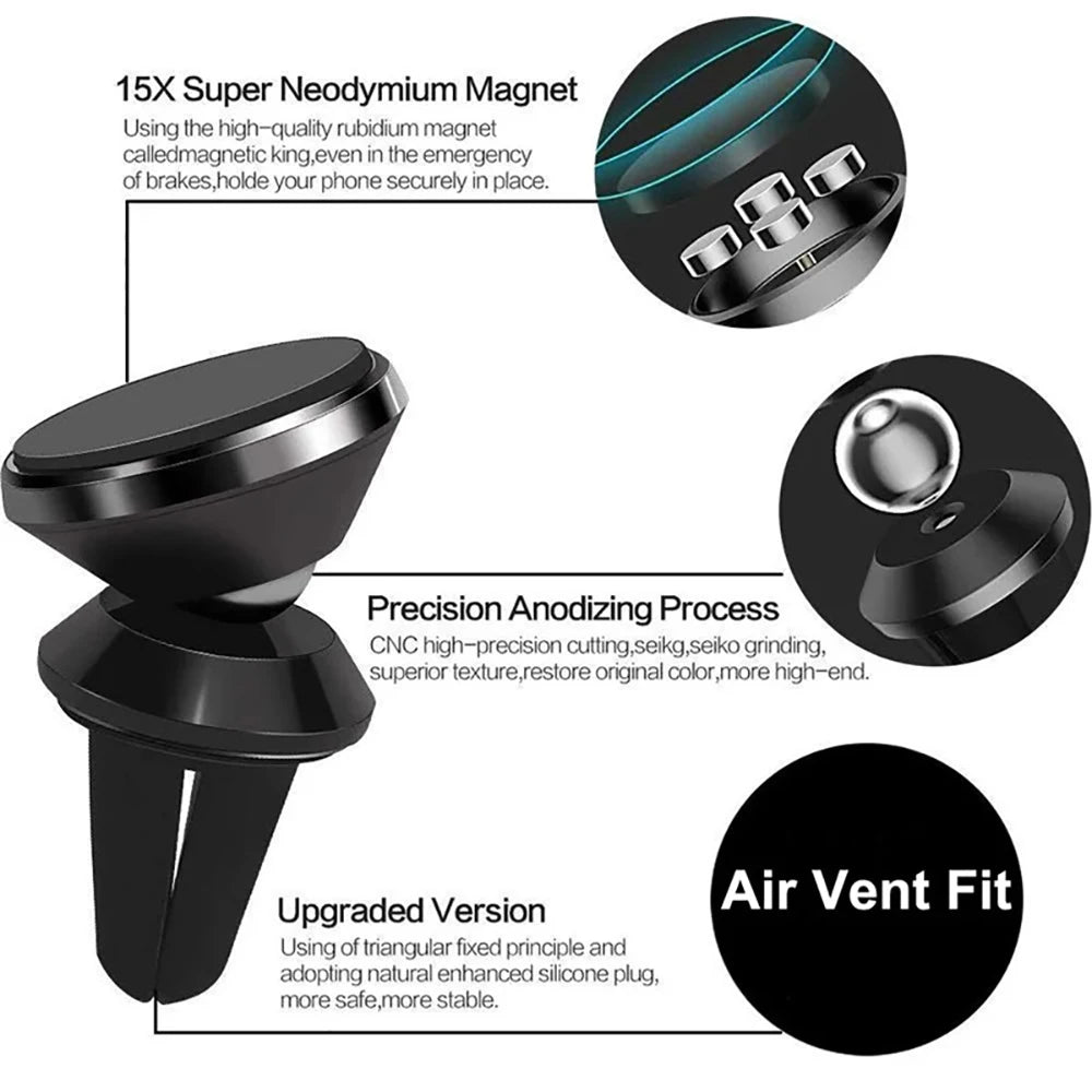 Support de téléphone magnétique universel support de voiture avec Clip de ventilation de voiture support de téléphone portable support de téléphone téléphone intelligent réglable à 360 degrés