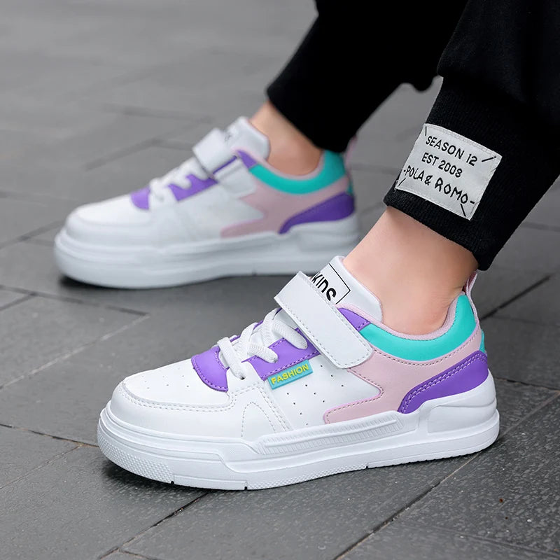 Chaussures de sport imperméables pour enfants, chaussures décontractées pour étudiants, chaussures de planche en cuir à fond plat, chaussures de course pour garçons et filles