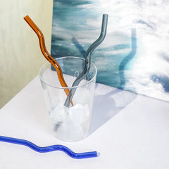 Pailles en Verre Réutilisables Ondulées Colorées Transparentes, Tube à Haute Teneur en Borosilicate, pour ix, Bar