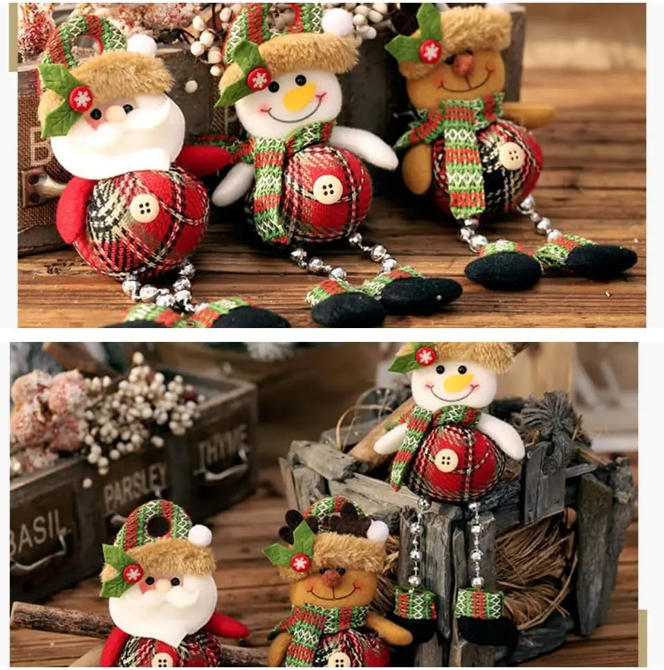 Christmas tree decorations, plush hanging ornaments for holiday parties, Santa Claus, snowman, reindeer, Christmas home decorations