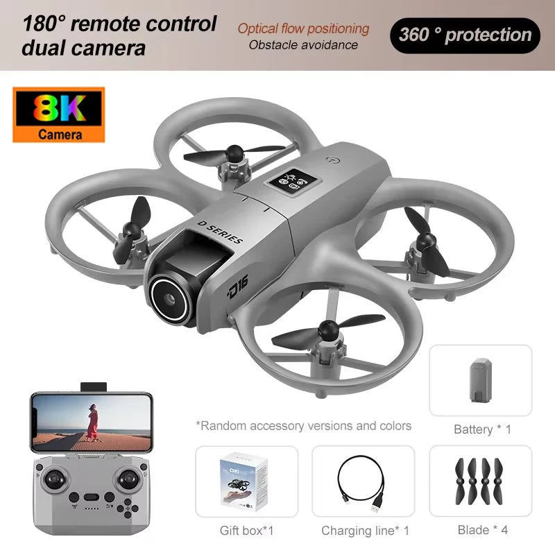 Xiaomi D16 Drone 8K HD double caméra réglable électriquement débit optique évitement d'obstacles quadrirotor télécommandé 15000M