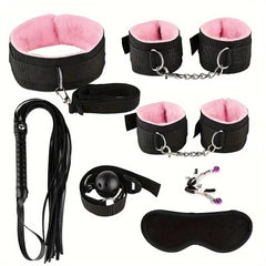 Kits de jouets sexuels BDSM, ensemble de Bondage en peluche, menottes, jeux sexuels, fouet Gag, pinces à tétons, jouets pour Couples, accessoires exotiques, sans vibrateur