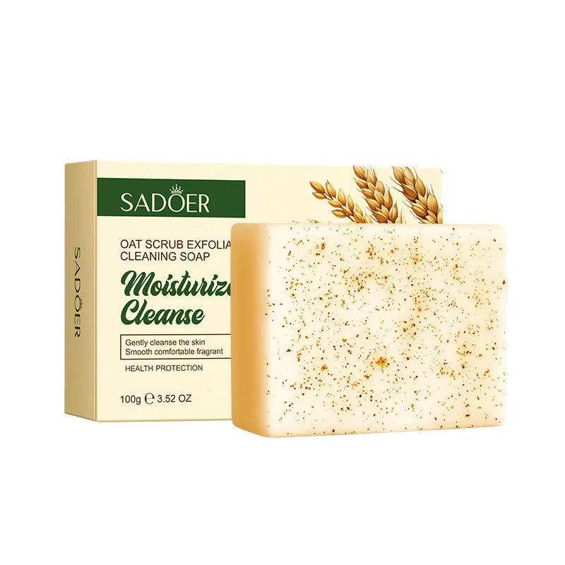 Savon de nettoyage exfoliant naturel à l'avoine biologique, fait à la main, pour le corps et le visage, nettoyage en profondeur, éclaircit la peau tendre, rétrécit les Pores