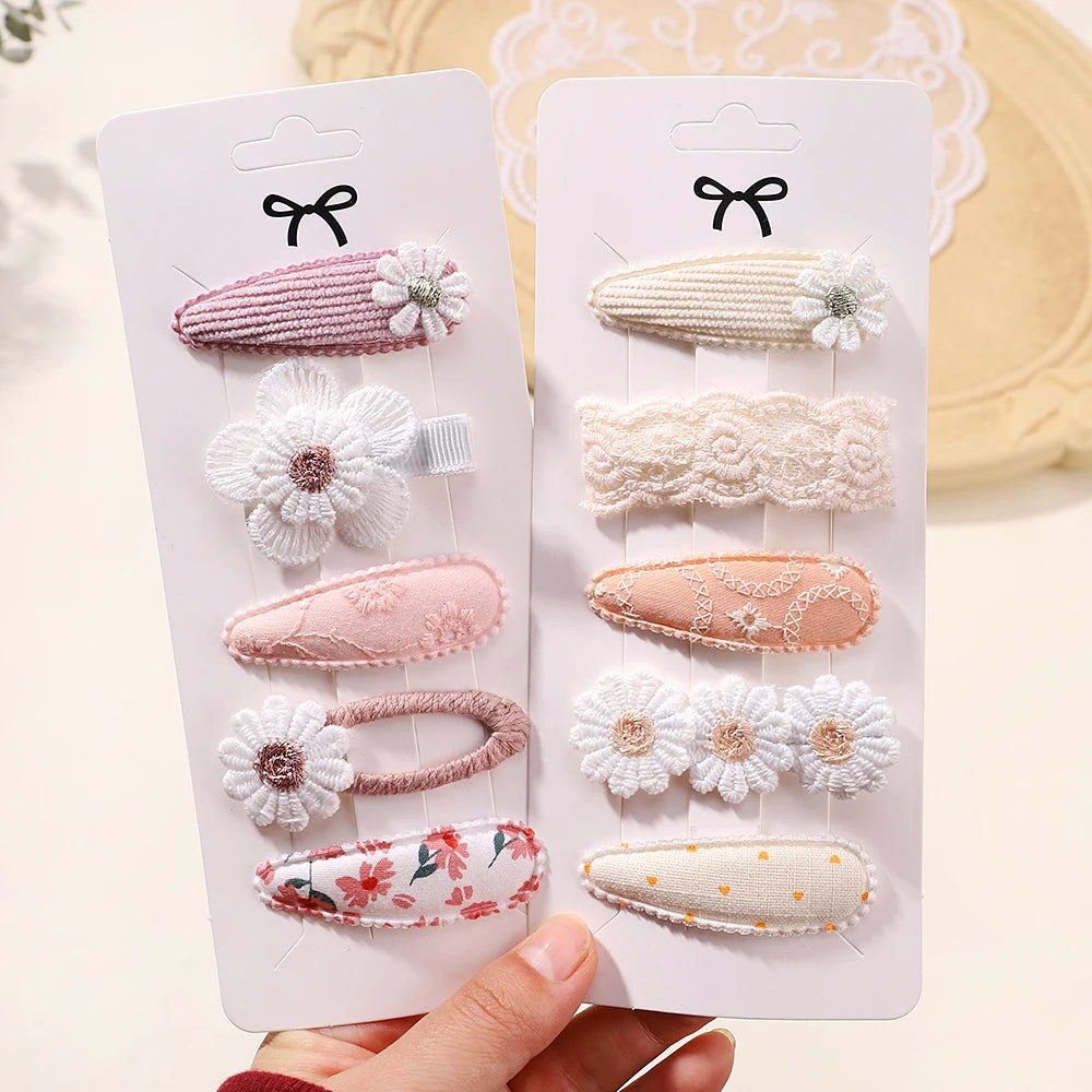 Enfants frais pince à cheveux ensemble fleur imprimé doux papillon épingles à cheveux enfants BB cheveux frange Clips Barrettes fille accessoires chapeaux