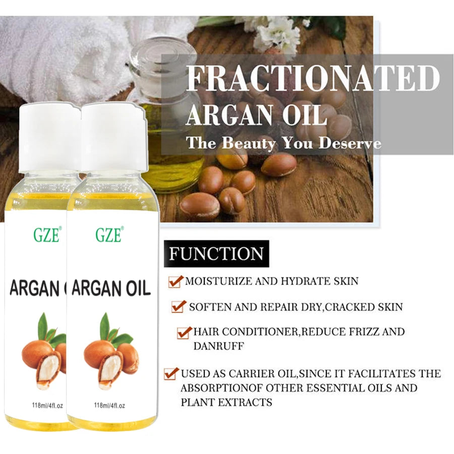 GZE Huile d'argan marocaine biologique Hydratant pur pressé à froid vierge de qualité supérieure pour peau sèche, endommagée, cheveux, visage, corps, cuir chevelu