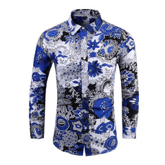 Chemise Slim Zones Me pour hommes, tenues florales, streetwear vintage, style chinois, chemises provoqué à manches longues, chemisiers pour hommes, 2022